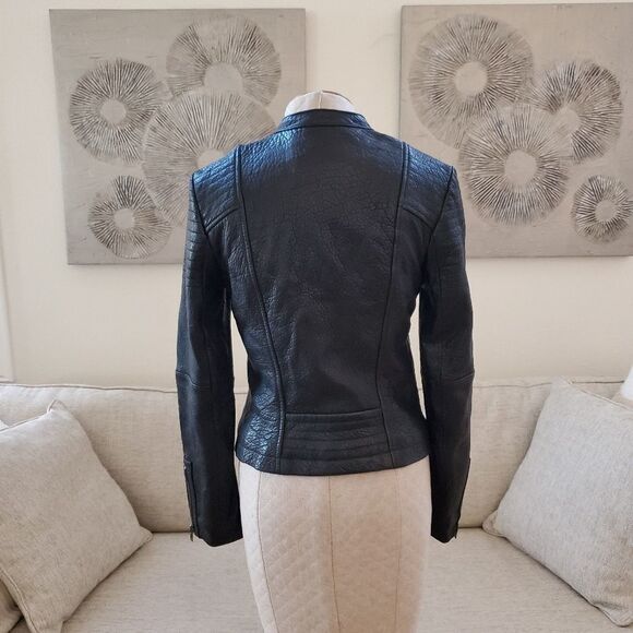 Cupcakes & Cashmere 100% Leather Shirley Moto Jacket size Small in Black - Picture 9 of 15